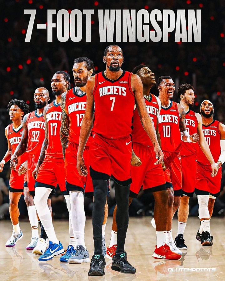 这防守恐怖如斯！火箭下赛季有9人臂展超过7尺 杜兰特最长7尺5！